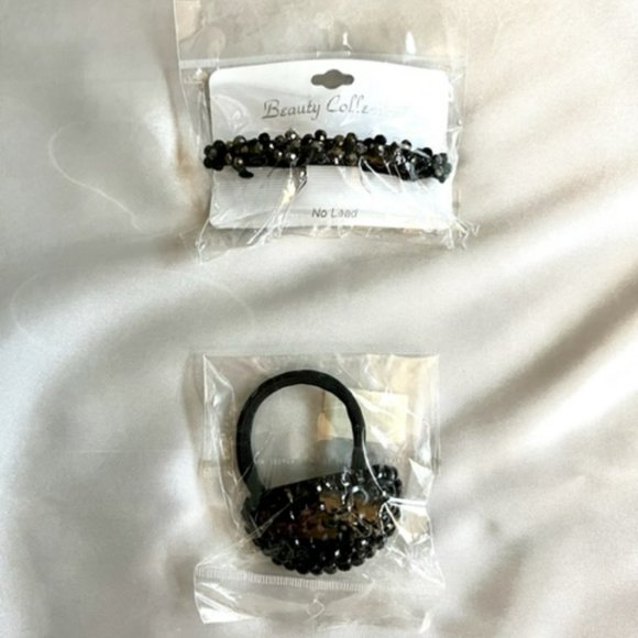 Set of Two Black Crystal Hair Accessories - Picture 1 of 2